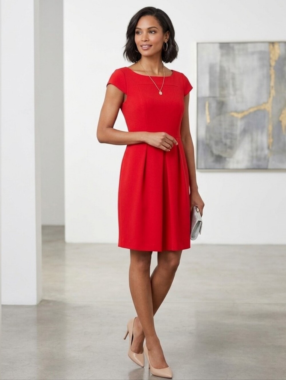 Adrianna Papell Vibrant Red Fit & Flare Dress 10